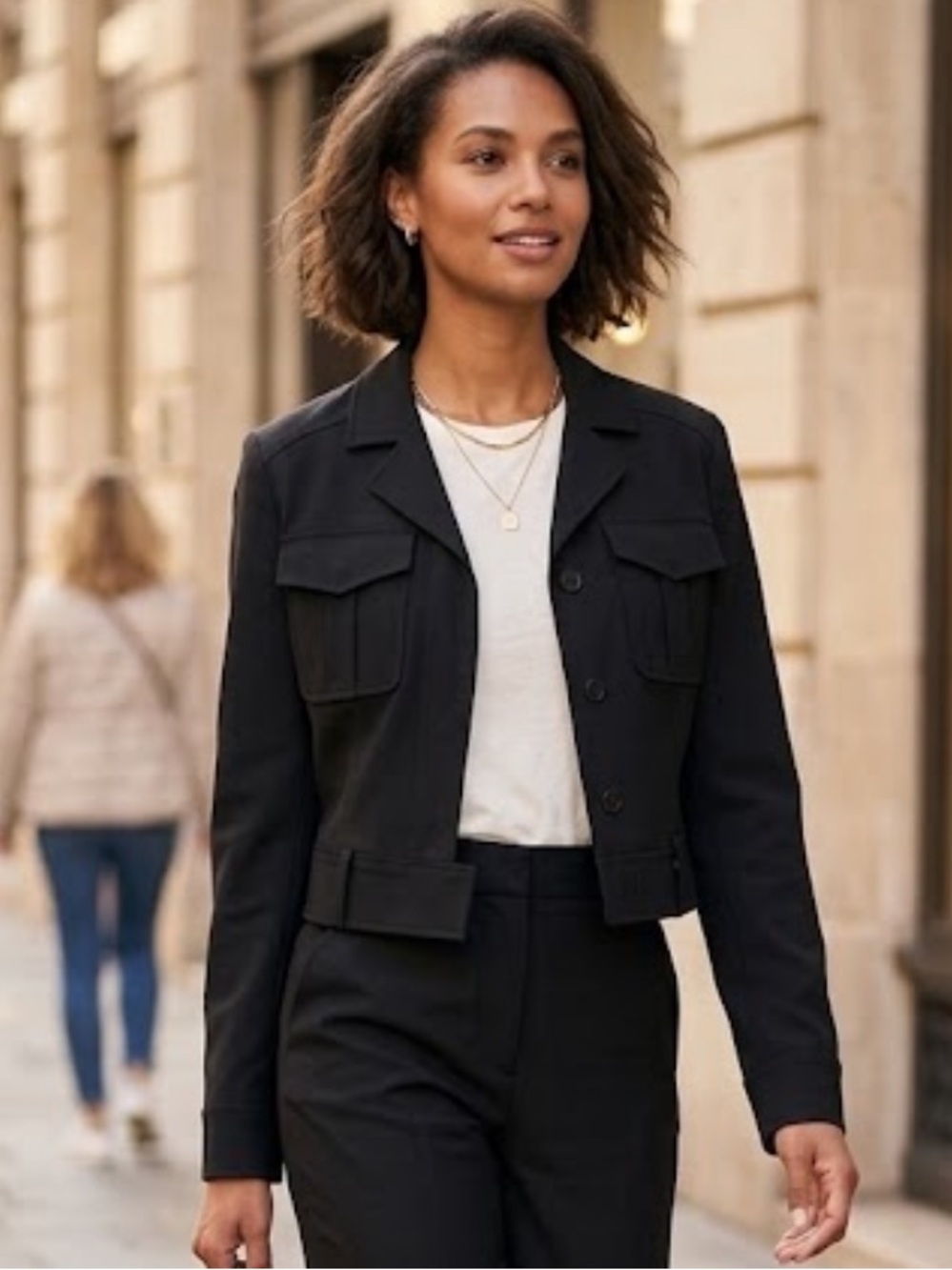 Inc International Concepts Black Military Cropped Jacket New Without Tag Size 2P